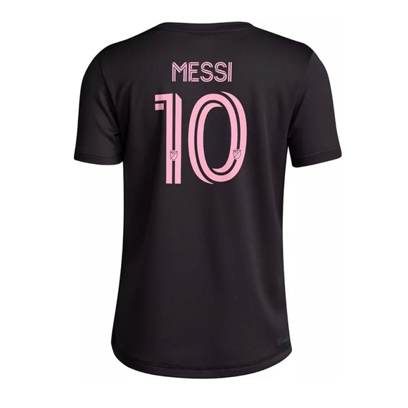 NWT adidas Youth Inter Miami CF Lionel Messi #10 Black T-Shirt - Picture 2 of 3
